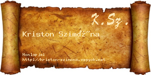 Kriston Szimóna névjegykártya